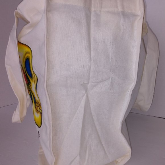 Hand-Painted Skull Tote Bag: Floral Rose Skulls, Reusable Canvas - Picture 8 of 16